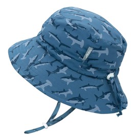 JAN & JUL 50+ UPF Toddler Boy Swim Sun-Hat with Strap, Quick-Dry (M: 6-24 Months, Shark)
