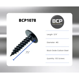 100 Qty #8 x 3/4" Black Phillips Modified Truss Head Wood Screws (BCP1078)