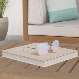 AEVOGUE Sunglasses For Women Oversized Rimless Diamond Cutting Lens Sun Glasses AE0534 (Gold Frame Upper Blue Lower Pink)