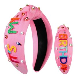Birthday Headband Women It’s My Birthday Knotted Headbands Rhinestone Crystal Top