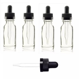 Unbranded Clear 1oz Boston Round Glass Bottles with Child Resistant Droppers 30ml - 1 Clear Bottle
