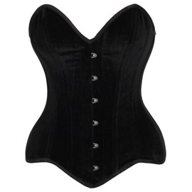 Top Drawer Black Velvet Steel Boned Overbust Corset (Small)