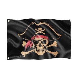 Pirate Flag / 60 x 40 cm / 23.6 x 15.7 Inches / Weatherproof with Eyelets / Outdoor and Indoor / Flag for Flagpole /100% Polyester (Skull 1 (Size S))