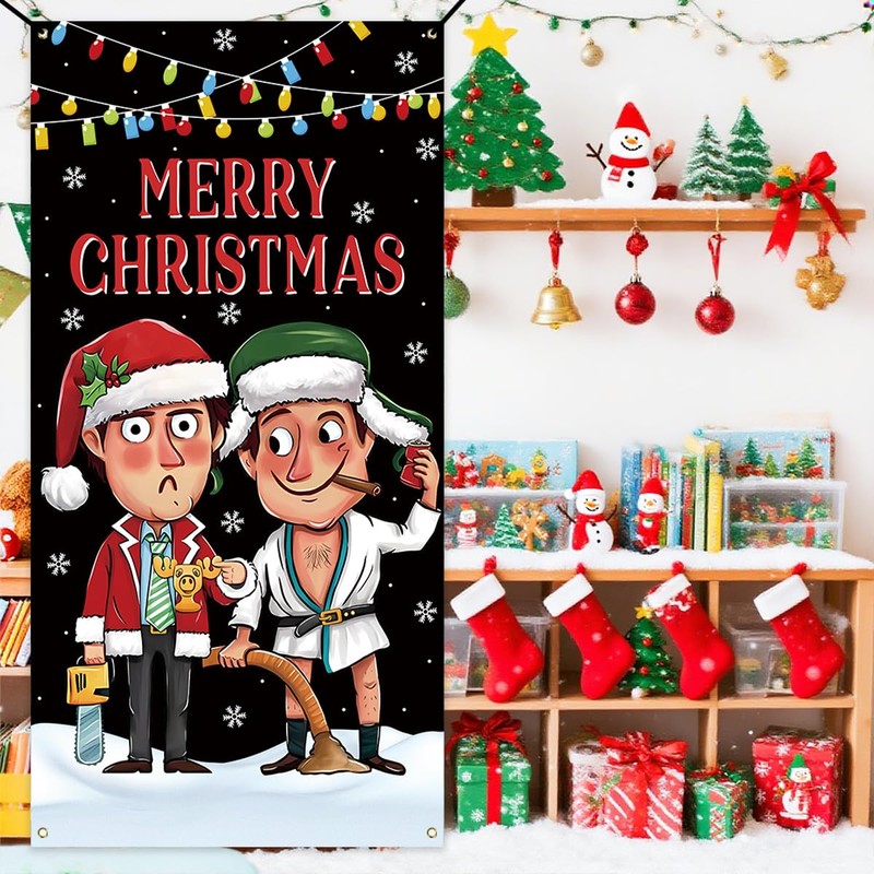 Funny Christmas Banner Happy Xmas Backdrop Sign Winter Xmas Decor