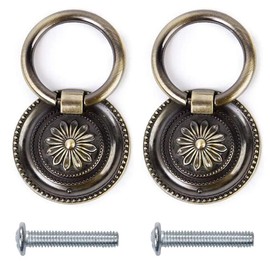 2Pcs Drawer Ring Pull Handles Vintage Antique Ring Pull Handle Cupboard Drawer Pull Handles Suitable for Door Cabinets Drawer Cupboard
