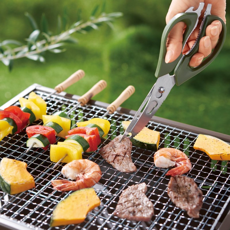 Marutatsu Kitchen Scissors, Kitchen Scissors, Cooking Tools, Convenient, 12-in-1 Multi-functional