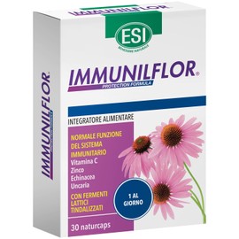 ESI - Immuniflor, Integratore Alimentare a Base di Fermenti Lattici e Vitamina C, Favorisce le Difese Immunitarie Contro i Malanni Tipici della Stagione Invernale, Senza Glutine, 30 Naturcaps