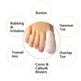 Hoogoo 10 Pack Big Toe Caps and Protectors, Gel Toe Covers, Protect Toe from Rubbing, Ingrown Toenails, Corns, Blisters, Hammer Toes and Other Painful Toe Problems