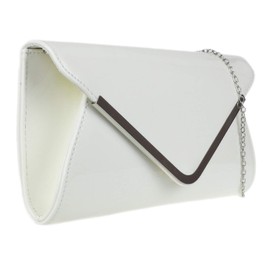 Girly Handbags Women's Glossy Oversized Clutch Bag, White