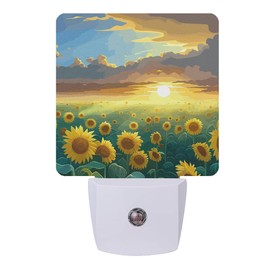 Sunflower Field Night Light,Night Lights Plug into Wall with Dusk to Dawn Sensor,Lamp for Bedroom Bathroom Hallway Nightlight for Women Girls
