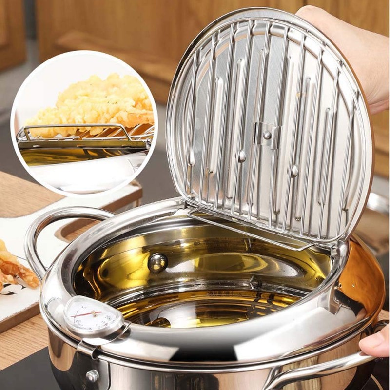 TAMUME 2.5 L Frying Pot with Stainless Steel Lid and