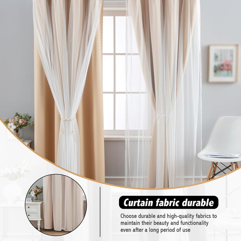 Anytime Home Curtains Blackout and Sheer Layered Solid Window Curtain