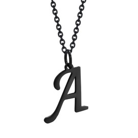 HIJONES Men's Women's Initial Necklace Stainless Steel A to Z Capital Letters Monogram Pendant Charm with Chain, Metal, No Gemstone
