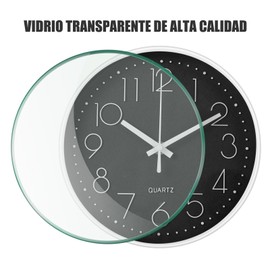 TXG Reloj de Pared - Reloj Pared Digital Redondo, 8 Pulgadas Grandes Decorativos Silencioso Interior Reloj de Cuarzo de Cuarzo Redondo No-Ticking para Sala de Estar,la Escuela, la Oficina (Negro)