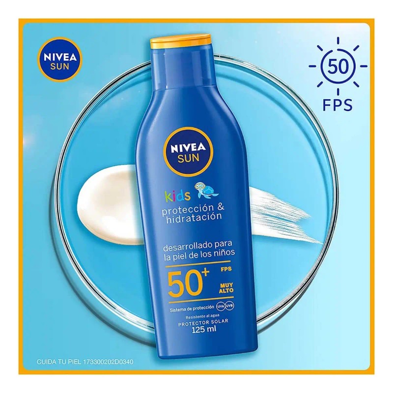 Protector Solar Corporal NIVEA SUN Kids FPS50+ 125ml, Bloqueador Solar