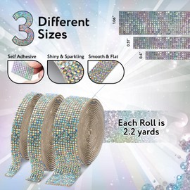 Self Adhesive Rhinestone Strips for Crafting - 6.6 Yard Self Adhesive Rhinestones Ribbon Roll - Rhinestone Tape for Crafts - Bling Ribbon for DIY - Diamond strips - Bling Stickers for Decoration