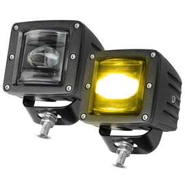 AKD Part 3" SAE Yellow LED Fog Lights Street Legal DOT Approved Square LED Cube Lights Cut-off Beam Amber LED Pods Fog Lamp for Truck Pickup Car SUV Jeep Toyota Nissan Ram