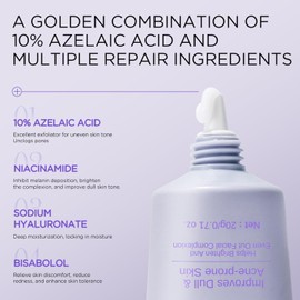 10% Azelaic Acid Cream, Brightening & Soothing Face Moisturizer with Niacinamide, Hydrating Lightweight Formula for Acne-Prone, Dull Skin, Daily Skincare，0.71 Oz (1Pcs) Profesionales de la moda