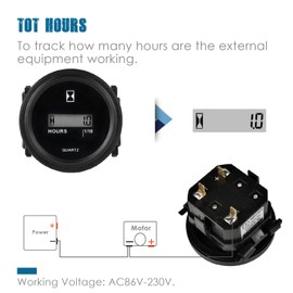 HonorMeet Digital DC Hours Counter, Volt.4.5V to 90V,Resettable Total Hours for Maintenance,Data Storage for Lawn Mower Generator Tractor Snowmobile Motorcycle .(DC4.5V to 90V)
