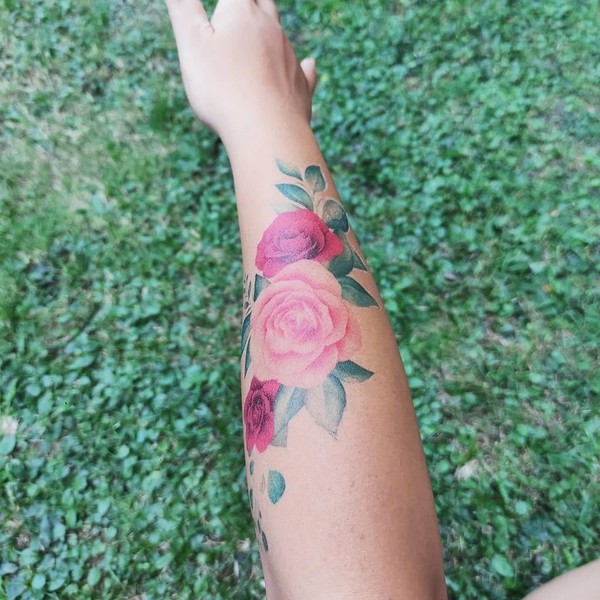 Beautiful Roses Tattoo - Watercolor Temporary Tattoo/Rose Temporary Tattoo