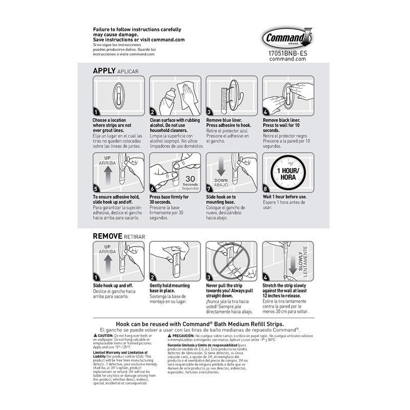 Command Medium Traditional Hook, Brushed Nickel, Holds 3 lbs, 1-Hook,