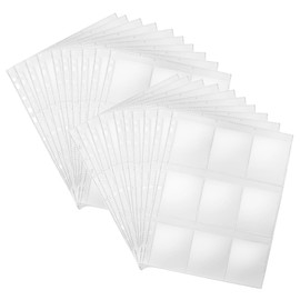 DEVENTORZ Refill Card File, 9 Pocket Card Sheet, 18 Pockets on Both Sides, Supports 2 Holes, 3 Holes, 4 Holes, 2.6 x 3.6 inches (6.6 x 9.2 cm), Auxiliary Pages, Clear