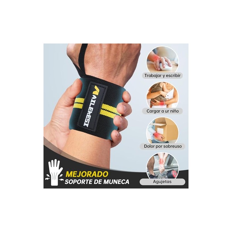 Muñequeras Gym,1 Par Correas de Muñeca con Sujetador de Pulgar,