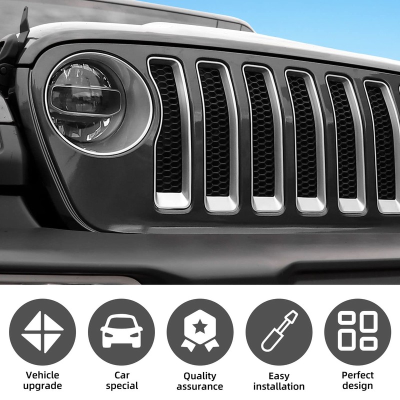 SQQP Grille Grill Insert+Headlight Turn Light Cover Compatible with 2018-2023