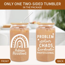 Administrative Professional Day Gifts, Best Administrative Assistant 16oz Glass Cup, Administrative Assistant Gifts, Unique Thank you Birthday Admin Assistant Gift for Women