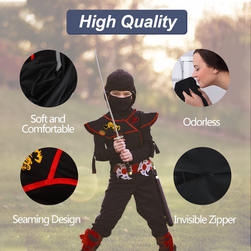 GUBOOM Ninja Costume for Children, Muscle Suit Samurai Ninja, Suitable