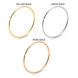 AZARIO LONDON 9ct Gold 0.4mm Seamless Continuous Nose Ring White Gold Metal, White gold, metal