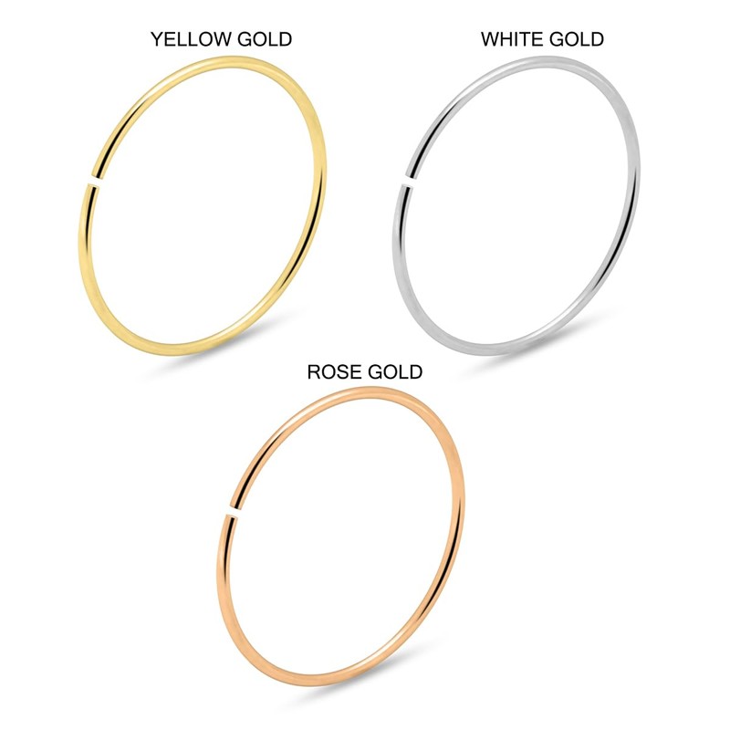 AZARIO LONDON 9ct Gold 0.4mm Seamless Continuous Nose Ring White