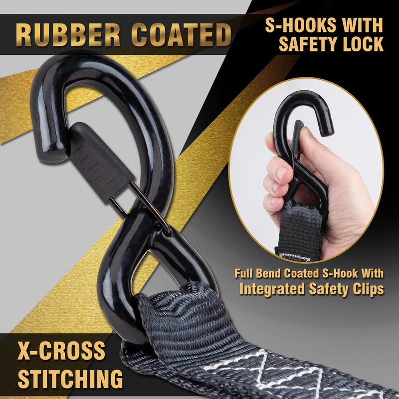CARTMAN Ratchet Tie Down Straps, 5208lbs Break Strength, Includes 4PK