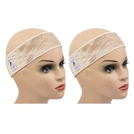 2 Pieces Adjustable Wig Grip Headbands Non-Slip Wigs Scarf Grip Band to Hold Wig in Place (Beige)