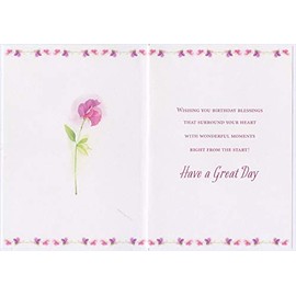 Designer Greetings Bless You and Keep You in His Care Red and Purple Flowers Religious Birthday Card