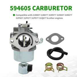 Yunnergo 594605 Carburetor with Gaskets Kit Replacement for 17.5 14Hp - 18Hp Engine 594605 792768 591734 594603 Carb Single Cylinder Engine