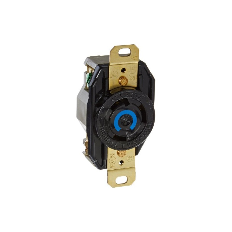 Locking Devices, Twist-Lock, Industrial, Flush Receptacle, 30A 250V, 2-Pole 3-Wire