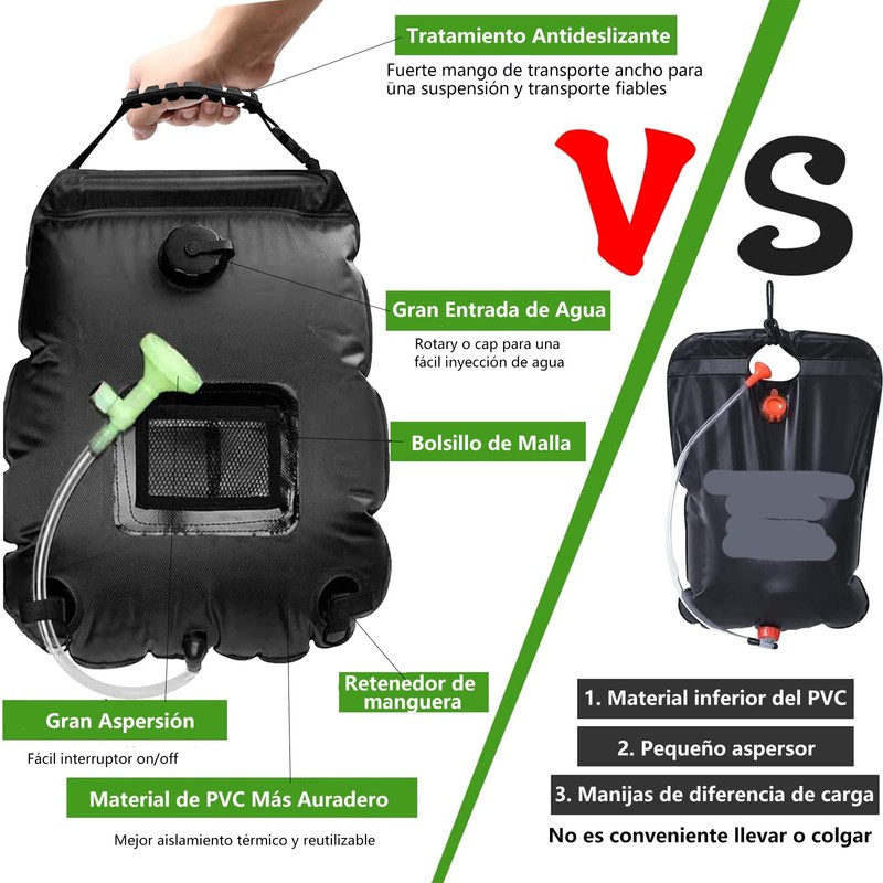 Kasvot Regadera Portatil de Camping, Bolsa de Ducha Portátil de