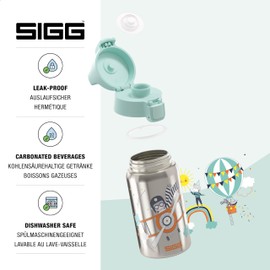 SIGG SIGG - Edelstahl Trinkflasche Kinder - Shield One Fly Away - Für Kohlensäurehaltige Getränke Geeignet - Auslaufsicher - Federleicht - BPA-frei - Grau - 0,5L