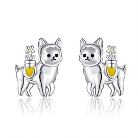 Llama Earrings 925 Sterling Silver Alpaca Stud Earrings Animal Jewelry for Women Llama Lover