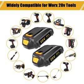 KUNLUN 2 Packs 3.5Ah Batteries Compatible for Worx Battery 20V Power Share Battery for WA3520 WA3525 WA3575 WG151s WG251s WG540s WG545s WG890 WG891 for Worx 20V Cordless Power Tools Batteries