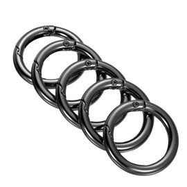 PATIKIL 35x25x5mm Spring Gate O Rings, 5 Pack Round Snap Clip Zinc Alloy for Keyrings Buckle, Black