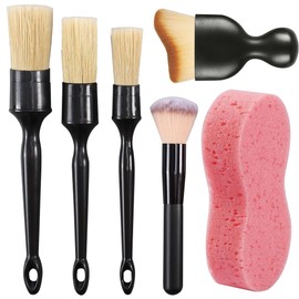 Kit 6pzs Limpieza para Auto,Brochas para Detallado Automotriz,Cepillos Microfibra para Detallado Automotriz Interior,para Eliminar el Polvo de Los Salpicaderos y Las Grietas Interiores del Coche