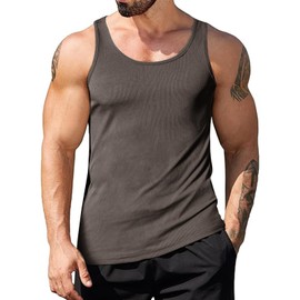 Muscle Killer Men's Workout Tank Tops Gym Muscle Tee Sleeveless Fitness Quick Dry Bodybuilding Ribbed Knit T Shirt Dark Gray