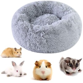 bangminda Small Animal Cave for Chinchilla Hedgehog Guinea Pig Cage Accessories Hamster Ferret Rat Plush Pet Bed for Winter Cage Mat Guinea Pig Doughnut Sleeping House (Grey)