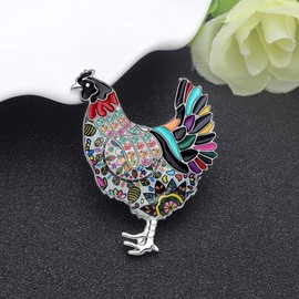 DUOWEI Enamel Chicken Brooch Animals Lapel Pin Clothing Chicken Jewellery Gift for Women Girls, Enamel, Rhinestone