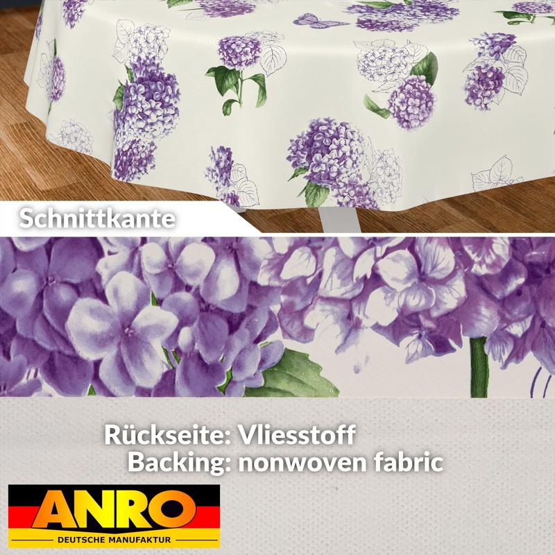 ANRO Oilcloth Tablecloth Wax Tablecloth Washable Garden Tablecloth Round Oval