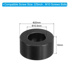 PATIKIL M10 Aluminum Spacer, 8 Pcs Metal Spacers Aluminum 10.5mm ID x 20mm OD x 10mm L Aluminum Spacer Screw Standoff Round for 2/5in or M10 Screw Bolt,Black