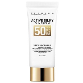 Active Silky Sun Cream 50 ml / 1.69 fl oz SPF50+ PA+++, Sun Cream for Face with Peptide and Silk