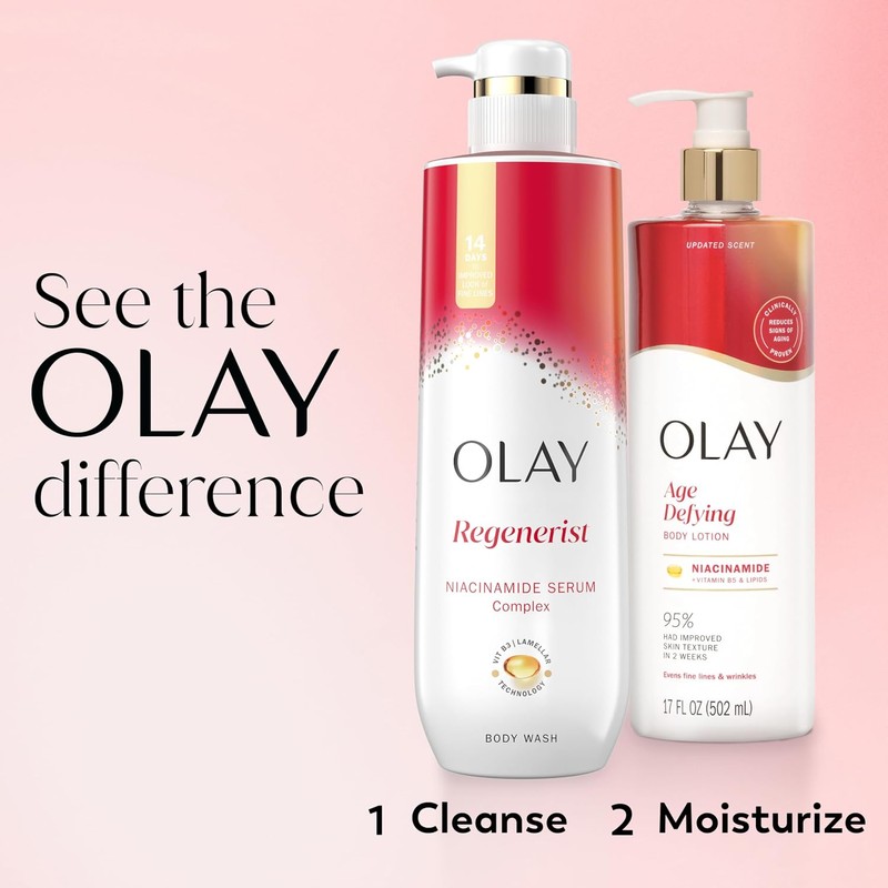 Olay Body Lotion for Women, Age Defying with Niacinamide Serum,
